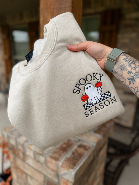 Spooky season embroidered crewneck
